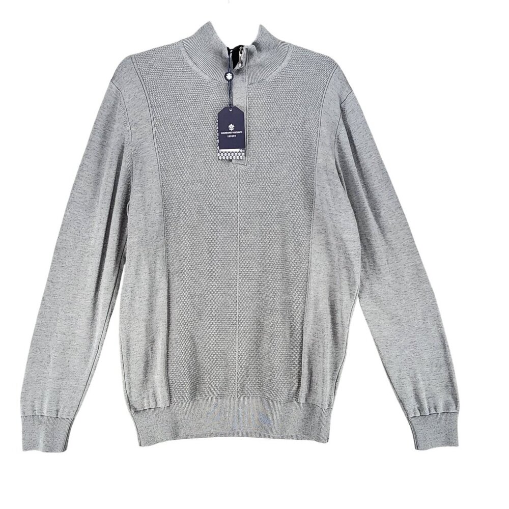 Luchiano Visconti Sweater Mens Medium Gray Long Sleeve 1/4 Zip *NWT* - Picture 1 of 11